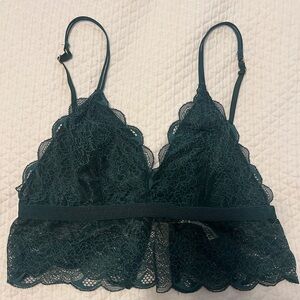 Madewell emerald green long line lace bralette XS